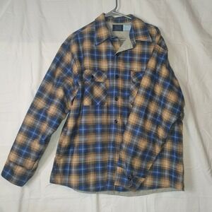 Vintage Sears Hybrid Jacket‎ Shacket Plaid XL  17-17.5 Quilt Lining Perma-Prest